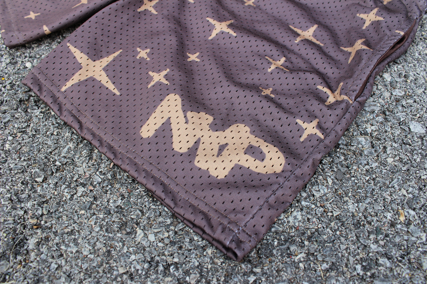 Brown Starry Mesh Shorts