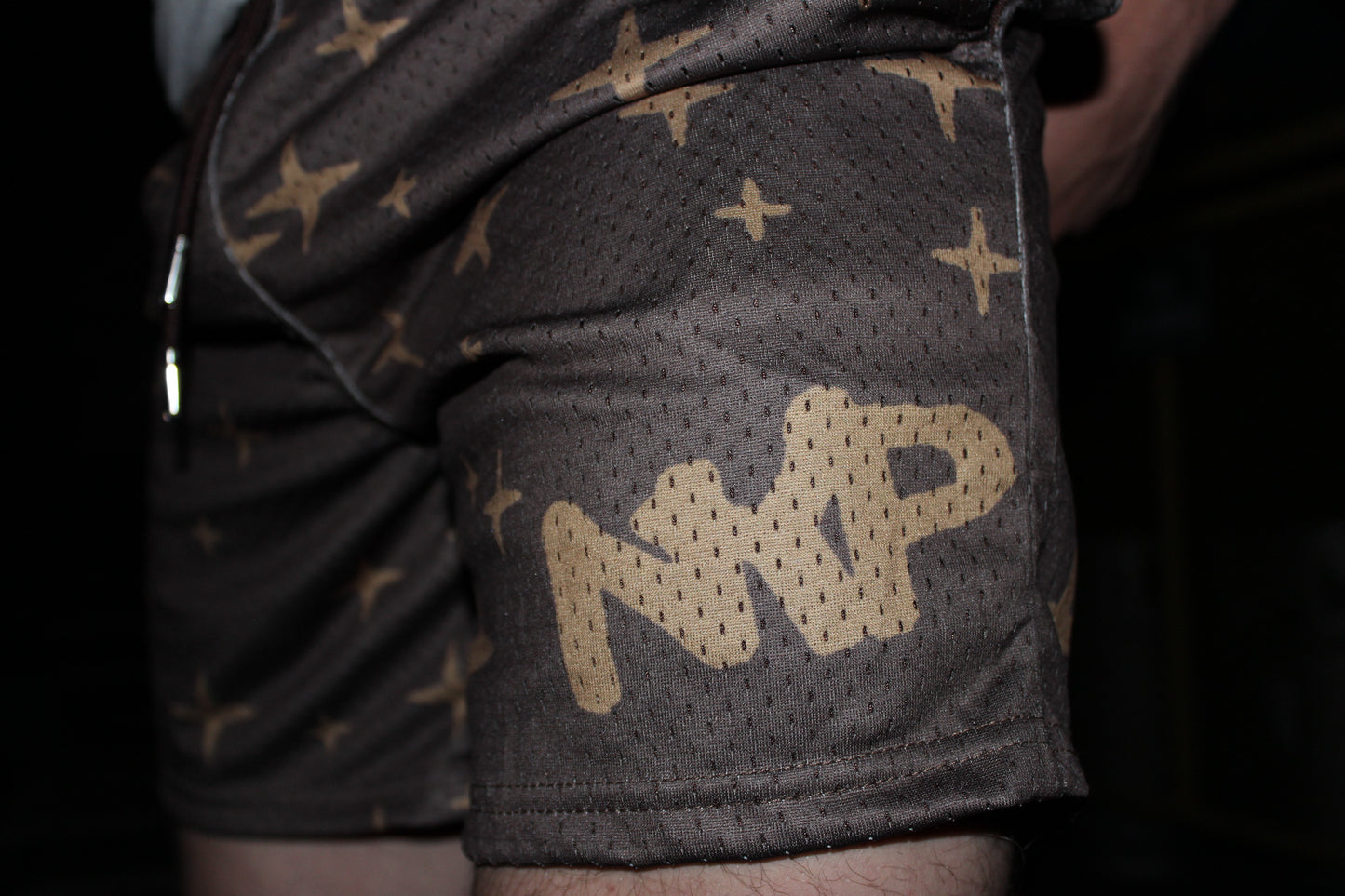 Brown Starry Mesh Shorts