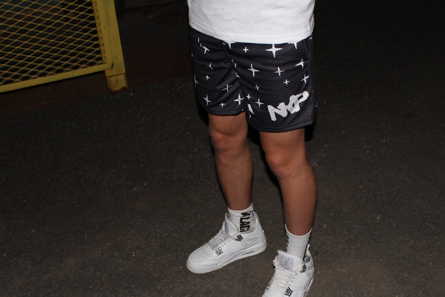 Black Starry Mesh Shorts