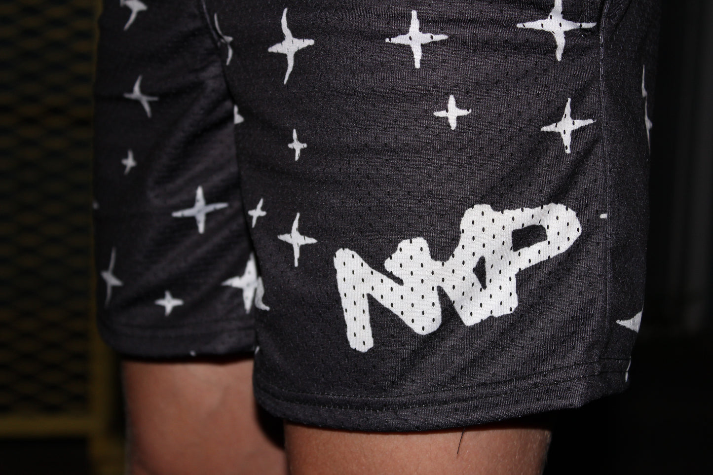 Black Starry Mesh Shorts